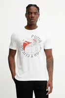 Bavlněné tričko Puma GRAPHICS Execution pánské, bílá barva, s potiskem, 684833