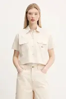 Košile Dickies dámská, béžová barva, relaxed, s klasickým límcem, DKDFS573F901