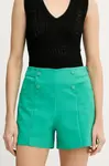 Kraťasy Morgan dámské, zelená barva, high waist, SHEON