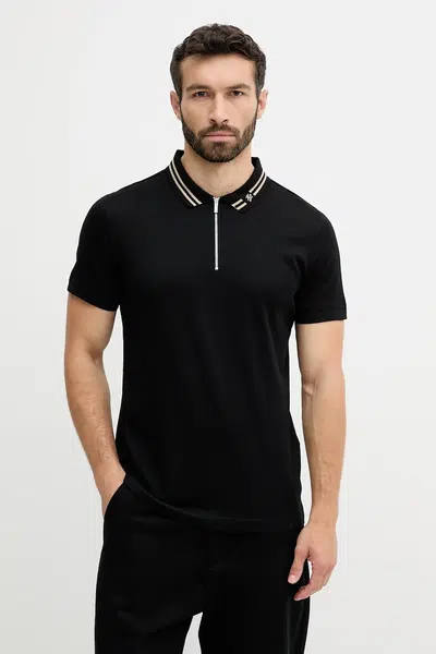 Bavlněné polo tričko Karl Lagerfeld pánské, černá barva, 553201.745004