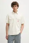 Bavlněná košile Levi's SS DALTON WORKER WW pánská, béžová barva, relaxed, s klasickým límcem, 001TA