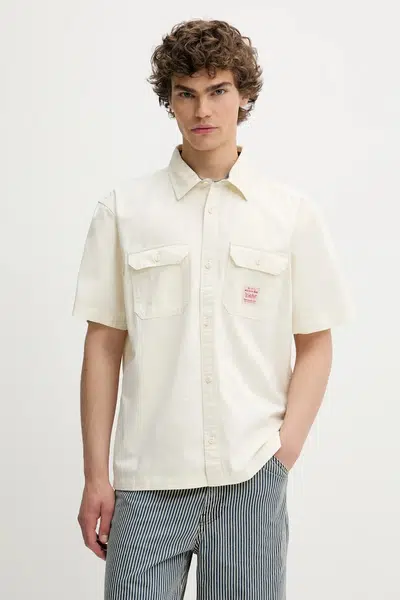 Bavlněná košile Levi's SS DALTON WORKER WW pánská, béžová barva, relaxed, s klasickým límcem, 001TA