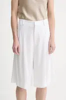 Šortky s příměsí lnu Gestuz dámské, bílá barva, high waist, 10910281