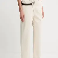 Bavlněné kalhoty Pinko REIMAGINE by Patrick Mcdowell dámské, béžová barva, high waist, 105071 A2JP