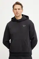 Bavlněná mikina Reebok Classic pánská, černá barva, s kapucí, hladká, 100214072