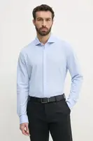Bavlněná košile BOSS modrá barva, slim, s italským límcem, 50527675