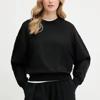 Bavlněná mikina Calvin Klein dámská, černá barva, s aplikací, LV044C209G