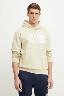 Mikina The North Face Easy pánská, béžová barva, s kapucí, s potiskem, NF0A89FF3X41