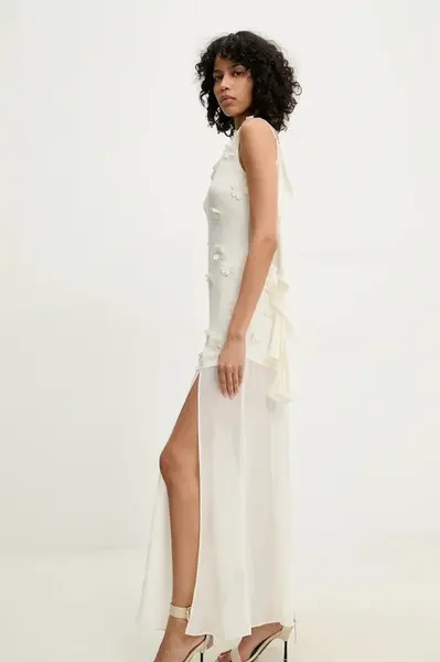 Šaty Rotate béžová barva, maxi, 113904857