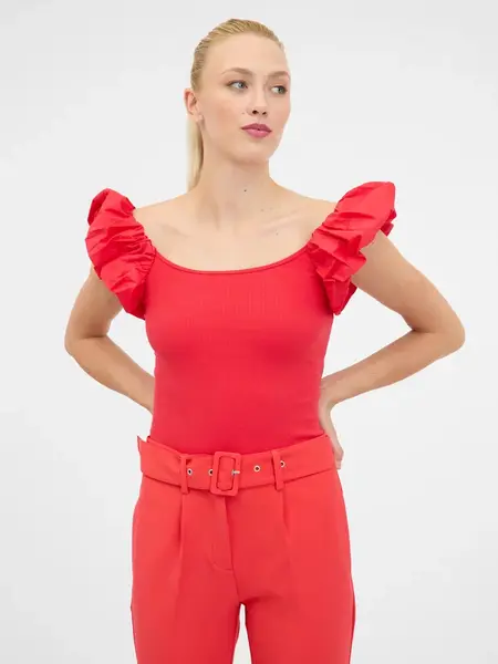 Orsay Červené dámské tričko s krátkým rukávem - Dámské