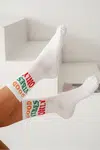 Milena Dámské Ponožky S Nápisem Good Vibes Only Bílé