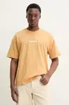 Bavlněné tričko Dickies žlutá barva, s potiskem, DK0A4YRNK411