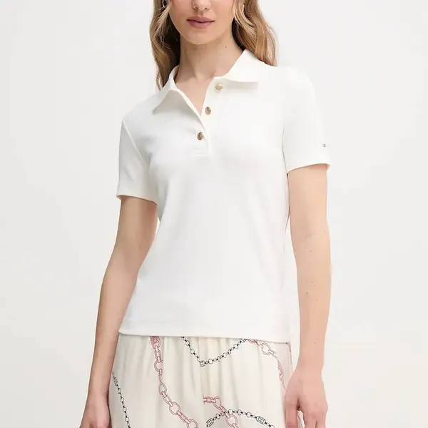 Polo tričko Tommy Hilfiger bílá barva, WW0WW45436