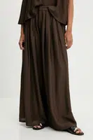 Kalhoty Answear.LAB dámské, hnědá barva, široké, high waist