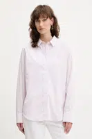 Bavlněná košile Guess Jeans dámská, růžová barva, regular, s klasickým límcem, W5GH68 WH7Q1
