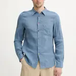Lněná košile PS Paul Smith pánská, modrá barva, regular, s klasickým límcem, M2R.614PB.P22354