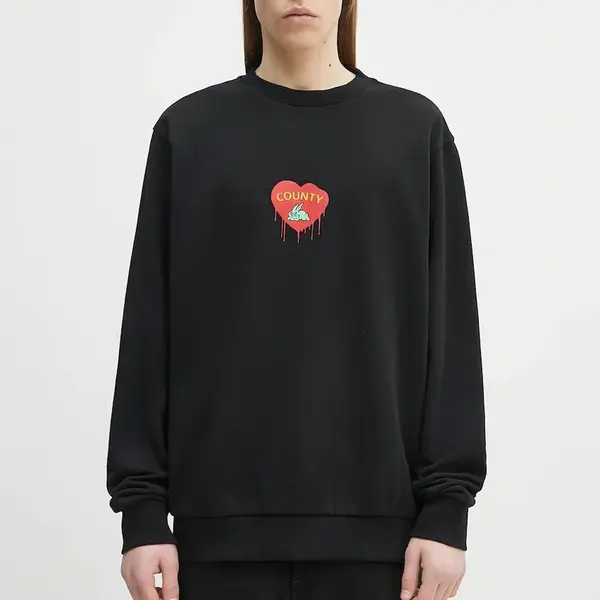 Bavlněná mikina Marcelo Burlon Bunny Heart Regular Crewneck Black Red