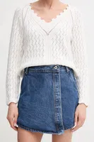 Kalhotová sukně Pepe Jeans REGULAR SKORT HW modrá barva, high waist, PL801187ID3