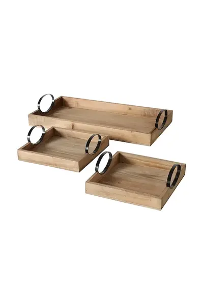 Sada táců Boltze Ringo 3-pack béžová barva