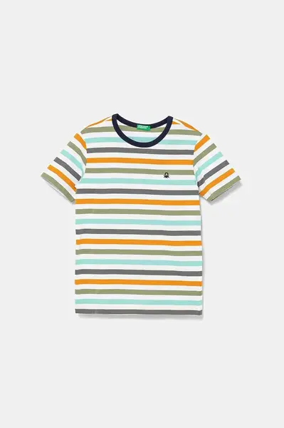 Dětské bavlněné tričko United Colors of Benetton tyrkysová barva, 3FHXC10MW