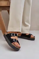 PE1 Dámské sandály na masivní platformě se sponami černé Aramia