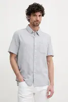Lněná košile Pepe Jeans AMARO pánská, šedá barva, regular, s klasickým límcem, PM308847