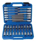 Zástrčné hlavice TORX 1/2", standardní, prodloužené a extra dlouhé, T20-T70, 32 ks - SATRA