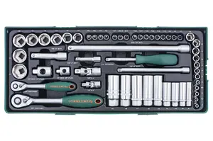 Gola sada 1/4" a 3/8", s příslušenstvím, 56 kusů v kazetě - JONNESWAY S04H3157SP