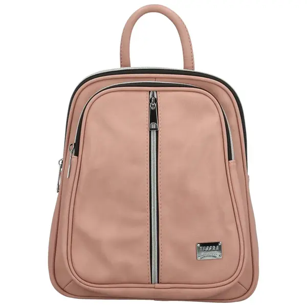 Módní dámský koženkový batoh Florence new, růžový