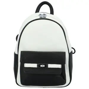 Dámský koženkový batoh s přední kapsou Iris, černo-bílý