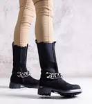 Gemre Čierne dámske topánky ozdobené reťazou Yasarna