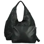 Módní koženková sada kabelek přes rameno a crossbody Saga, černá