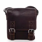 Pánska kožená crossbody taška tmavohnedá - Greenwood Kratos