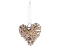 Závesná dekorácia Srdce prútené, šedá%