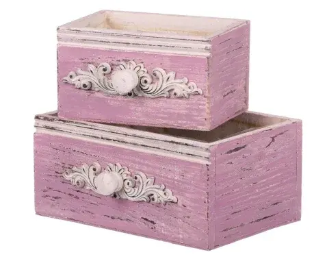 Obal na kvetináč (2 ks) tvar šuplík, vintage lila%