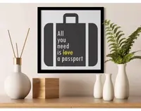 Rámovaný obraz Cestovný kufor s textom, 30x30 cm%