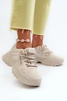 Boto Dámske tenisky na masívnej podrážke s ozdobným šnurovaním béžové Relissa