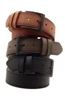 R0928 Dewberry Set Of 3 Mens Belt For Jeans And Canvas-BLACK-BROWN-TABA