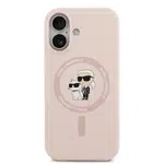 Zadní kryt Karl Lagerfeld Liquid Silicone Karl and Choupette MagSafe pro Apple iPhone 17, růžová