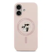 Zadní kryt Karl Lagerfeld Liquid Silicone Karl and Choupette MagSafe pro Apple iPhone 17, růžová