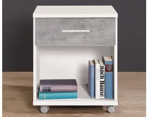 Úložný kontajner na kolieskach Joker, biely/sivý betón%