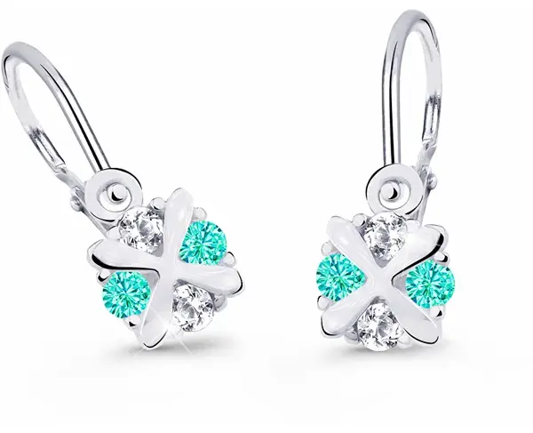 Cutie Jewellery Něžné dětské náušnice z bílého zlata C2753-10-X-2 světle zelená