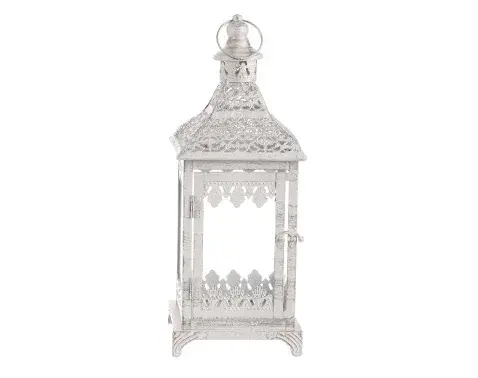 Kovová lucerna Cinti 39 cm, bílá antik