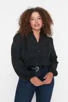 Košile s límečkem Trendyol Curve Black Judge
