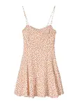 Bershka Letné šaty  béžová / kaki / jasne červená