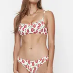 Trendyol Bílý květinový vzorovaný gype bikiny spodní díl