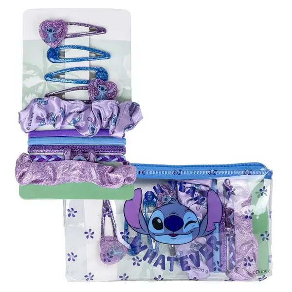 Cerdá Kosmetická taštička s vlasovými doplňky Stitch 10 ks