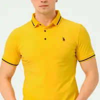 T8586 DEWBERRY MEN'S POLO NECK T-SHIRT-LIGHT YELLOW