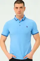 T8586 DEWBERRY MEN'S POLO NECK T-SHIRT-PLAIN LIGHT BLUE