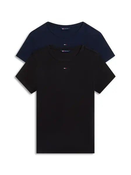 Tommy Jeans Tričko 'ESSENTIAL'  tmavomodrá / čerešňová / čierna / biela